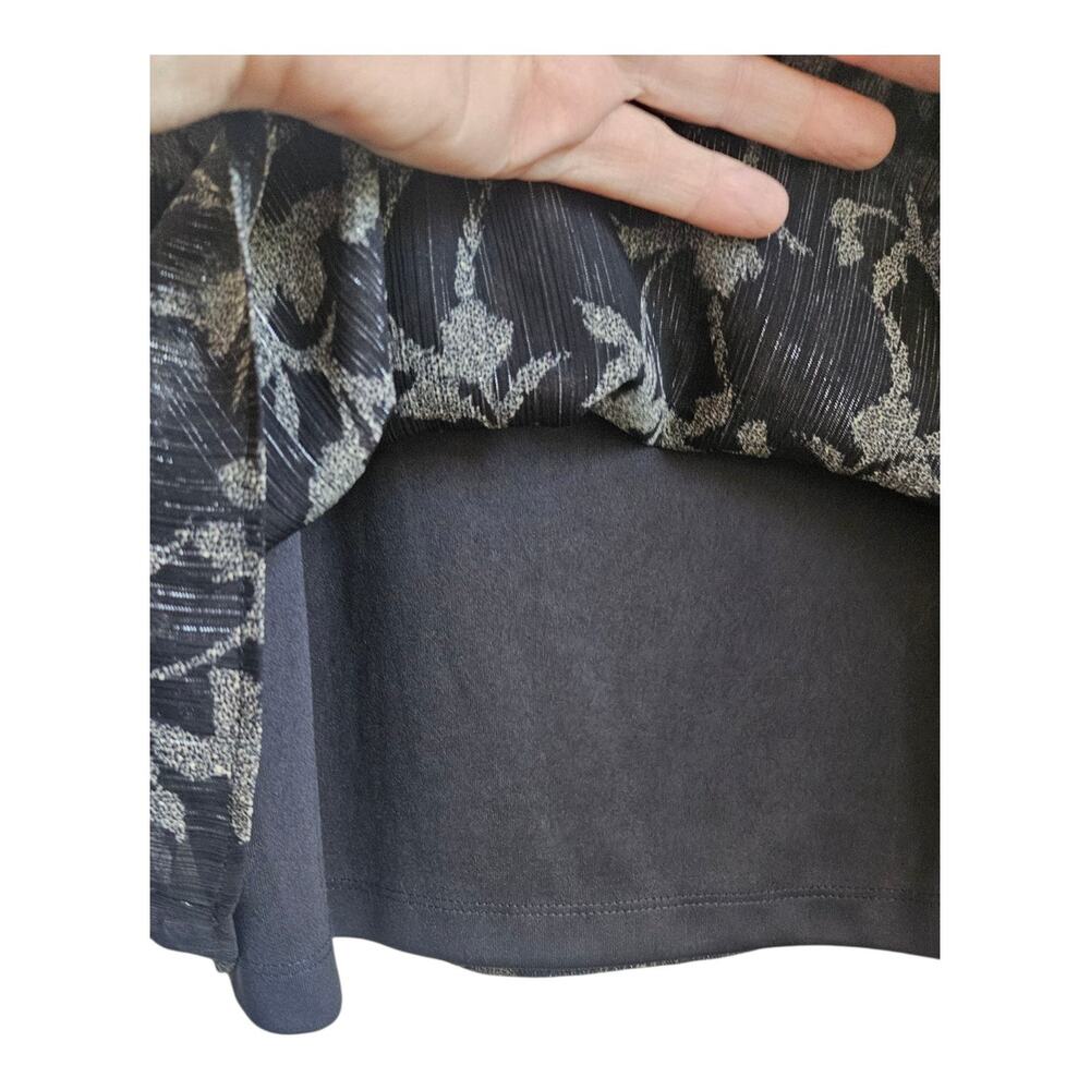 Lord & Taylor Womens L Blouse Black Floral Sheer Overlay Camisole Lined Shimmery - Picture 6 of 9